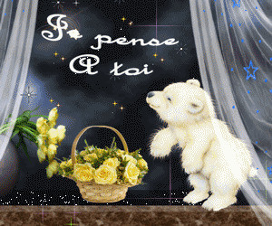 Gif animé je pense à toi ourson